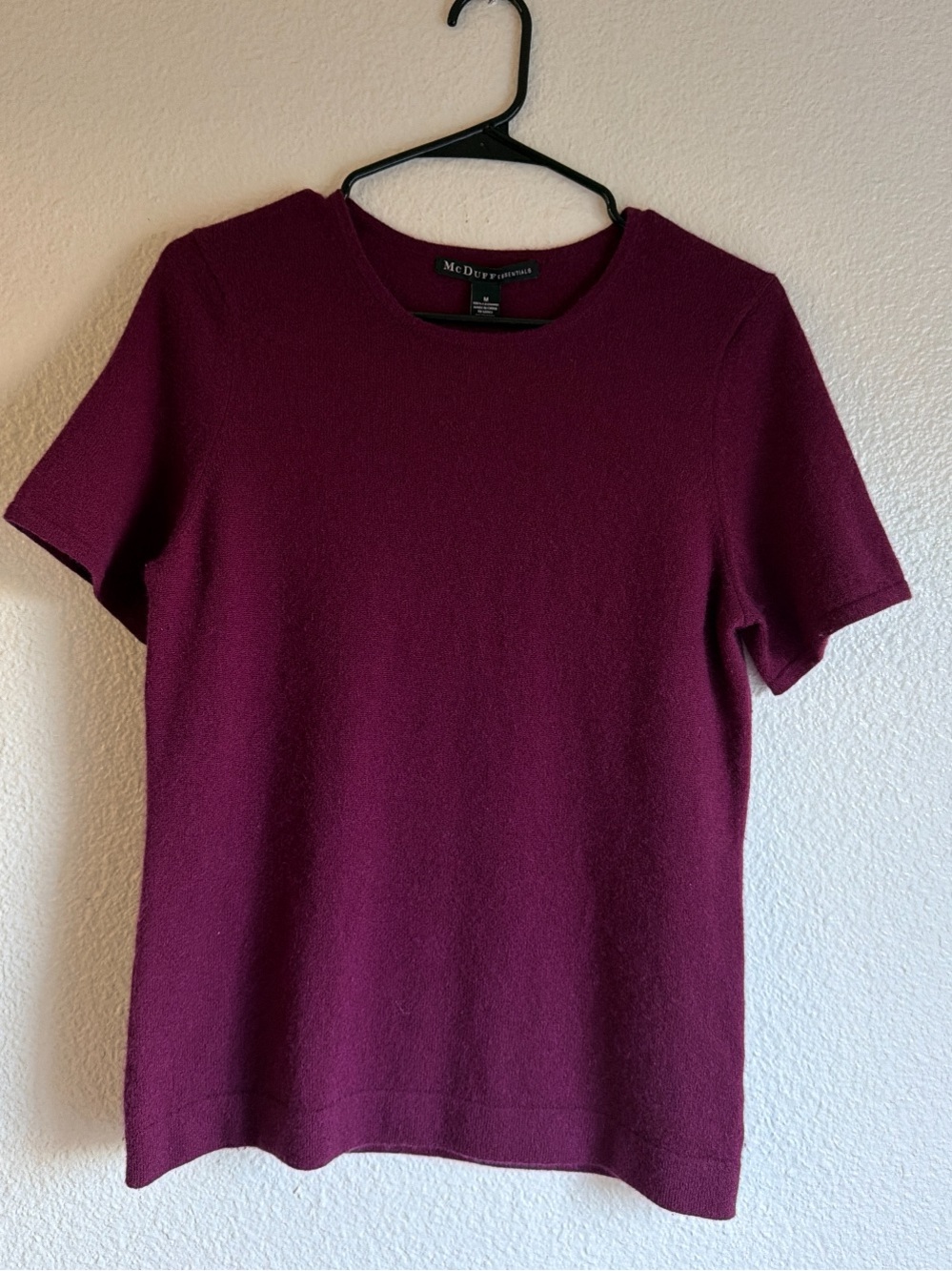 Vintage Plum 100% Cashmere short sleeve size M